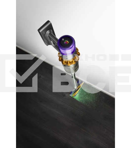 Пылесос вертикальный Dyson V15 Detect Absolute SV47 (447033-01) серебристый, питание от аккумулятора, 240 Вт, уборка сухая, пылесборник 0.76 л, работа от АКБ max - 60 мин