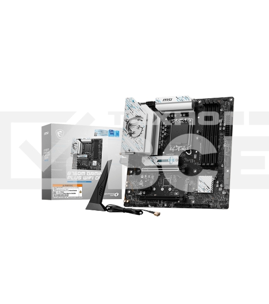 Материнская плата MSI B760M GAMING PLUS WIFI DDR4, LGA1700, Intel B760, 4xDDR4, 4xSATA, 2xM.2, 1xPCIe 4.0 x16, 1xPCIe 4.0 x4, 2xPCIe 3.0 x1, 2xDP, 2xHDMI, 1x2.5Gb LAN, Wi-Fi 6E, Bluetooth 5.3, 4xUSB-A 5Gbps, 6xUSB-A 2.0, 3x3.5 мм, 7.1, mATX
