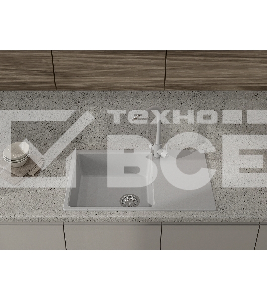 Мойка URBAN 678L gray 1-чаша+крыло 780*490мм, монтаж: врезной, материал: кварц, цвет: серый