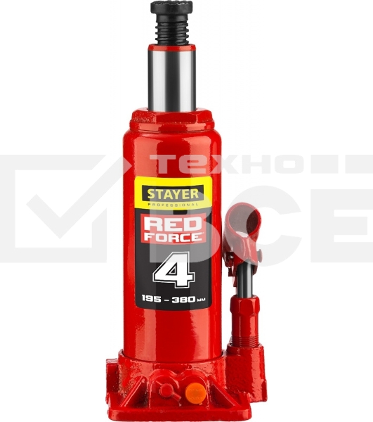 Домкрат STAYER 43160-4_z01гидравлический бутылочный red force 4т 195-380мм