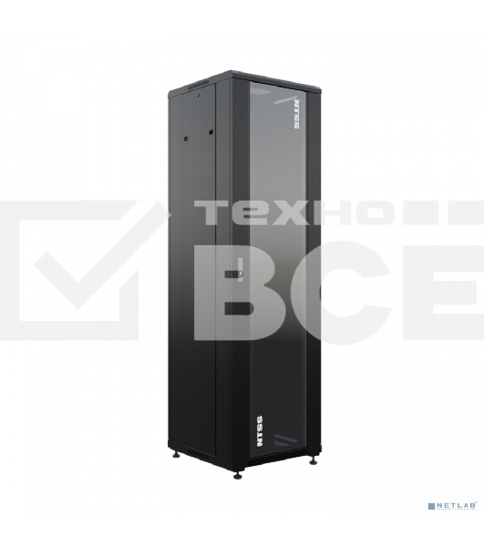 Шкаф коммутационный NTSS Премиум (NTSS-R42U6060GS-BL) напольный 42U 600x600мм пер.дв.стекл металл 900кг черный 510мм 86кг 1987мм IP20 сталь