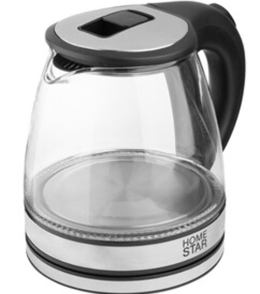 Чайник электрический Homestar HS-1052 1,2 л, стекло/пластик черный