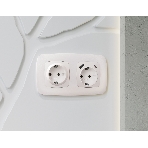 Лицевая панель OMEGA (Жемчуг) для электрической розетки с/з со шторками 2USB A+C QUANT OP2100, фото2