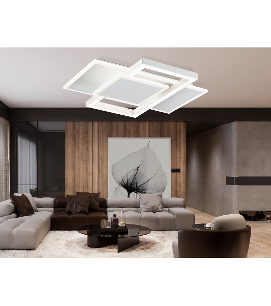 Потолочный светодиодный светильник Ambrella light FA1021/3 WH белый 50W 3000K-6400K 380*345*75 (ПДУ ИК)