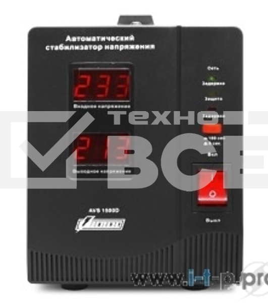 Стабилизатор напряжения Powerman AVS 1500D Black (220В±8% 1500ВА,12А,КПД 98%,циф. индикация вх./вых.)
