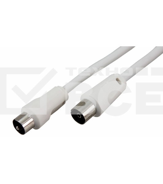 Шнур ТВ гнездо - ТВ штекер, длина 15 метров, белый Rexant