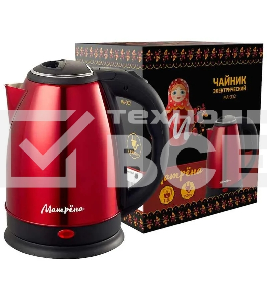 Чайник Матрена MA-002 электрический (1,8 л) стальной красный