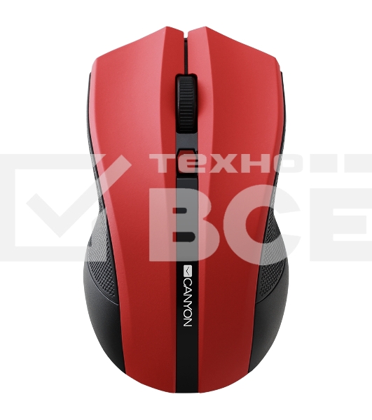 Мышь беспроводная Canyon MW-5 красный, 1600 dpi, радиоканал, USB, кнопки - 4