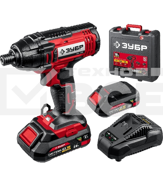 Винтоверт ЗУБР 18В, 2 АКБ (2Ач), в кейсе, ударный. ГВЛ-255-22