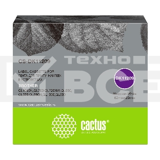 Картридж ленточный Cactus CS-DK11209 черный для Brother P-touch QL-500, QL-550, QL-700, QL-800
