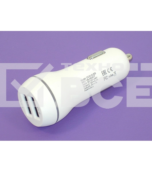 Автомобильное зарядное устройство AMPERIN CCW2USB USB 1 DC 5V/2.1A USB 2 5V/1A Белый