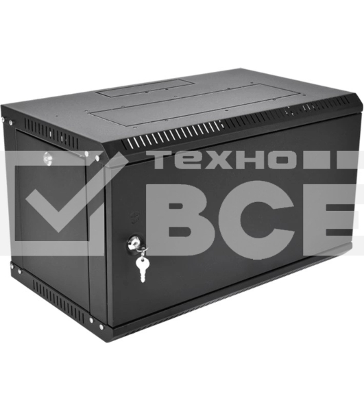 Шкаф телекоммуникационный настенный разборный ЦМО ЭКОНОМ 6U (600 x 350) дверь металл, цвет черный (ШРН-Э-6.350.1-9005)