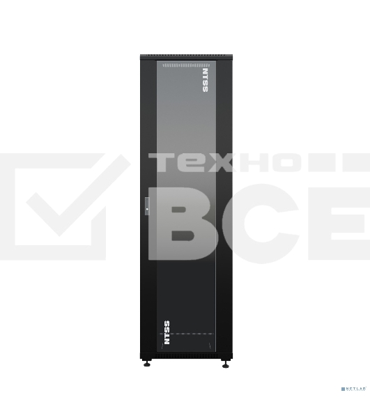 Шкаф коммутационный NTSS Премиум (NTSS-R42U6060GS-BL) напольный 42U 600x600мм пер.дв.стекл металл 900кг черный 510мм 86кг 1987мм IP20 сталь