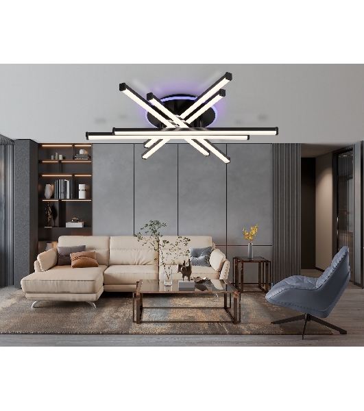Потолочный светодиодный светильник Ambrella light FL6272 BK черный 76W 3000K-6400K+RGB 700*615*135 (ПДУ ИК)