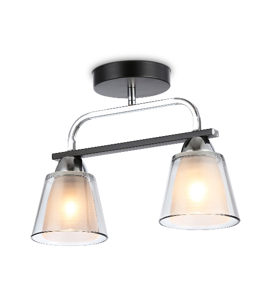 Светильник Ambrella light TR303231/2 BK/CH/SM/FR черный/хром/дымчатый/белый матовый E27*2 max 60W 340*120*250