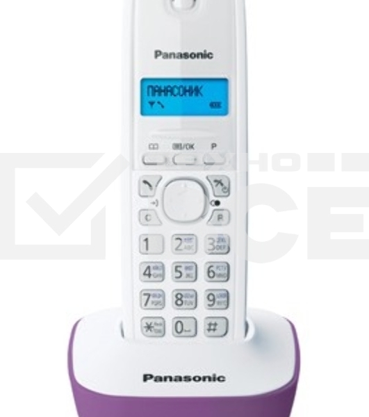 Телефон беспроводной (DECT) Panasonic KX-TG1611RUF (сиреневый) {АОН, Caller ID,12 мелодий звонка,подсветка дисплея,поиск трубки}