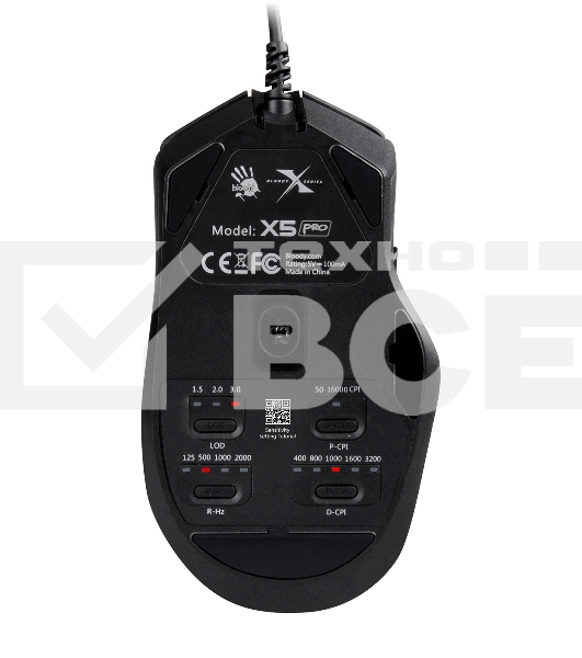 Мышь проводная A4Tech Bloody X5 Pro черный, 16000 dpi, USB, кнопки - 9