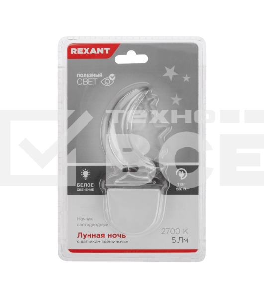 Ночник светодиодный Rexant ЛУННАЯ НОЧЬ белое свечение, 230 В