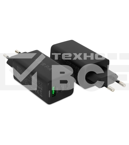 Зарядное устройство NERPA PD333CBX 65W GaN PD+QC3.0, 2xUSB-C, 1xUSB-A, USB-C - USB-C 100W cable 1.5m черный, EU plug, BOX