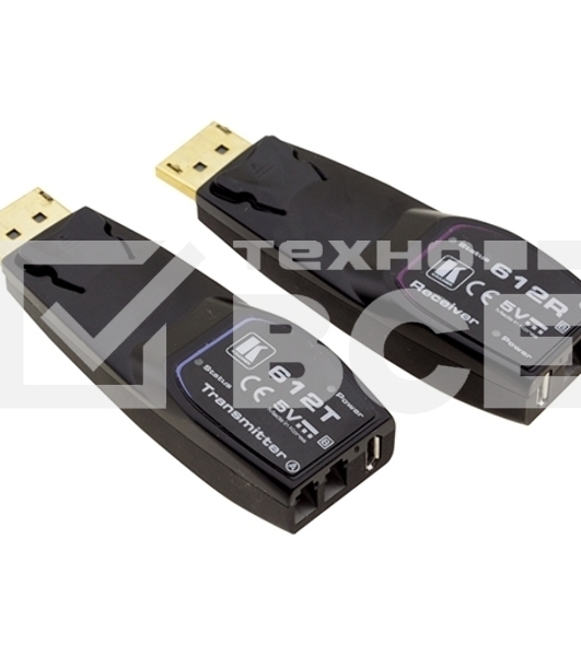 Передатчик и приемник сигнала DisplayPort Kramer Electronics 612R/T 1.2 по волоконно-оптическому кабелю; кабель 2LC, многомодовый ОМ3, до 100 м, поддержка 4К60 4:4:4
