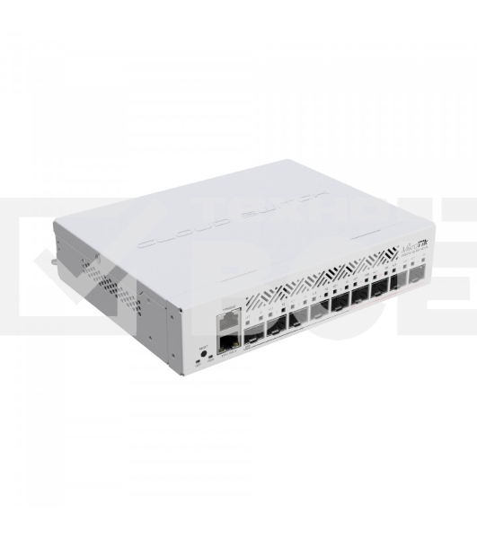 Коммутатор MikroTik Cloud Router Switch CRS310-1G-5S-4S+IN with 800 MHz CPU, 256 MB RAM, 4xSFP+, 5xSFP cages, 1xGBit LAN port, RouterOS L5, desktop case, rackmount ears, PSU