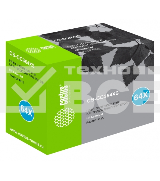 Картридж лазерный Cactus CS-CC364XS черный (24000 стр.) для HP Laser Jet P4015/P4515
