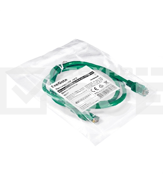 Патч-корд ExeGate UTP-RJ45-RJ45-C6-1M-GN, UTP, cat.6, 1м, зеленый