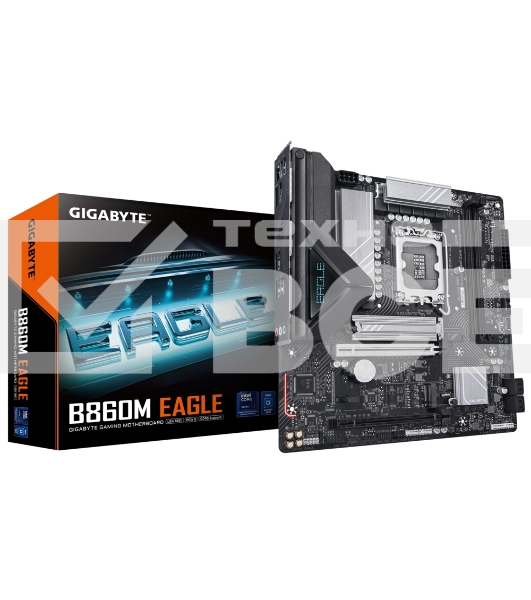 Материнская плата Gigabyte B860M EAGLE, LGA 1851, Intel B860, 2xDDR5, 4xSATA, 2xM.2, 1xPCI-E 5.0 x16, 1xPCI-E 4.0 x4, 1xHDMI, 1xDP, 1x 2.5Gb LAN, 3xUSB-A 3.2 Gen 1, 3xUSB-A 2.0, 3x3.5 мм, 7.1, Micro-ATX