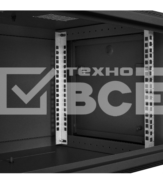 Шкаф телекоммуникационный 19' настенный 6U ExeGate EC-WM-6U.450.G.BLACK (19', 6U, 600x450x370 мм (ШхГхВ), передняя дверь закаленное стекло, съемные боковые панели, пыле- и влагозащита IP23, черный RAL 9004)