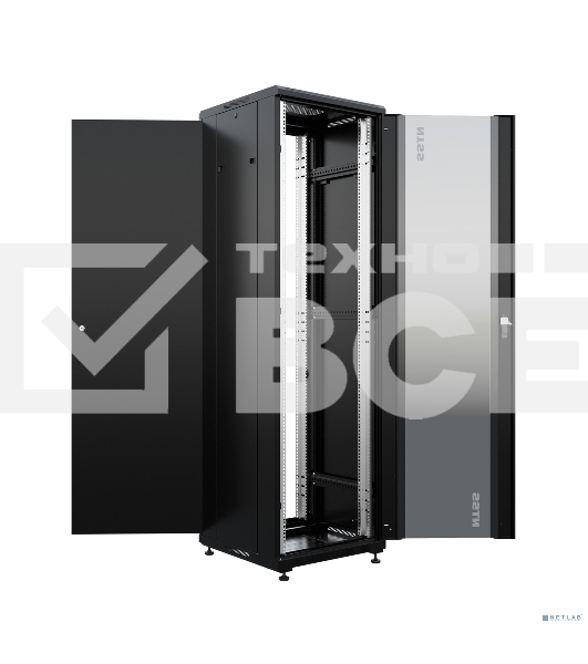 Шкаф коммутационный NTSS Премиум (NTSS-R42U6060GS-BL) напольный 42U 600x600мм пер.дв.стекл металл 900кг черный 510мм 86кг 1987мм IP20 сталь