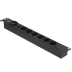 Блок розеток горизонтальный ExeGate ServerPro PDU-19H606 Al-6S-EU2-SW-O, 19', 1U, Алюминий, 6 Schuko, кабель с евровилкой VDE-250V-16A-3*1.5мм2, 2 метра, выкл. с подсветкой, защита от перегрузки, черный, фото4