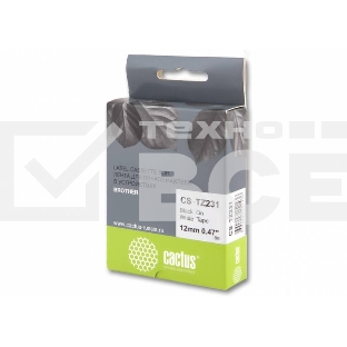 Картридж ленточный Cactus CS-TZ231 12 мм, 8 м, черный шрифт, белый фон, для BROTHER 1010/1280/1280VP/2700VP