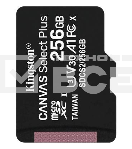 Флеш карта microSDHC 256GB microSDXC Class10 Kingston <SDCS2/256GBSP> UHS-I Canvas Select up to 100MB/s без адапт