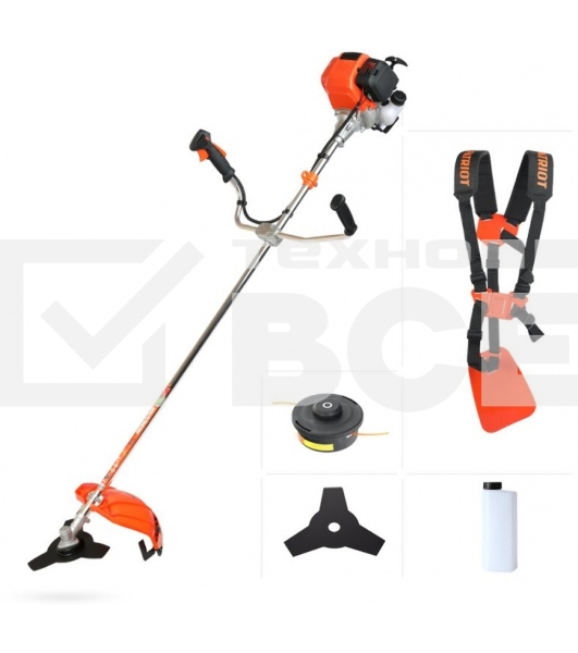 Бензотриммер PATRIOT PT 415T (1+1) [250106242]{4-ТАКТНЫЙ двигатель, раб.объем 31сс, 1.3 л.с., полуавтоматическая катушка,3Т нож, 40Т диск, ранцевая портупея}