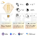 Лампа светодиодная филаментная Gauss Smart Home DIM E27 Diamond Golden 7 Вт 1/40, фото10