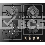 Варочная поверхность MONSHER MGG 67 RN Bronze, Classic, газ, 60 см, газ-контроль, автоматический электроподжиг, чугунные решетки, форсунки под сжиженый газ, поворотные переключатели, цвет черный/бронзовый, фото2