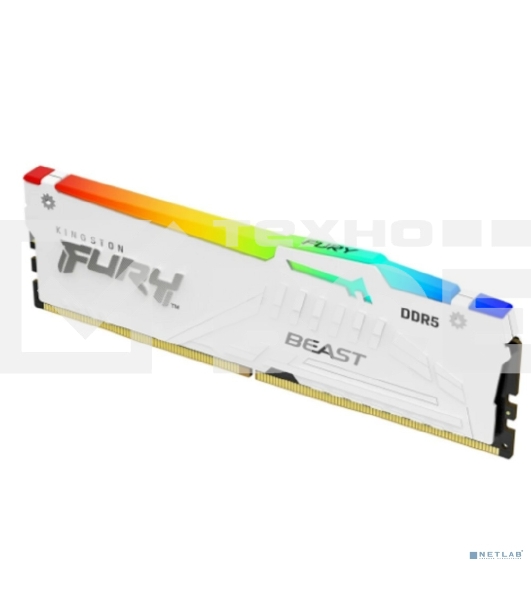 Оперативная память Kingston Fury Beast, DDR5, 32Gb (1x32Gb), 6000MHz, CL36, DIMM, радиатор, RGb, белый