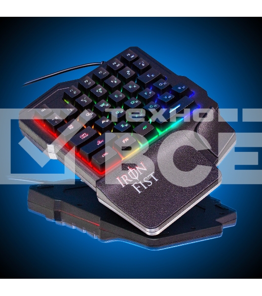 Игровой блок Oklick 701G IRON FIST черный USB for gamer LED (подставка для запястий)