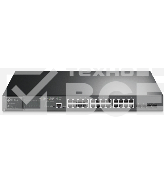 Коммутатор JetStream 28-port Gigabit L2+ Managed Switch with 24-port PoE+, PoE budget up to 384W, support SDN
