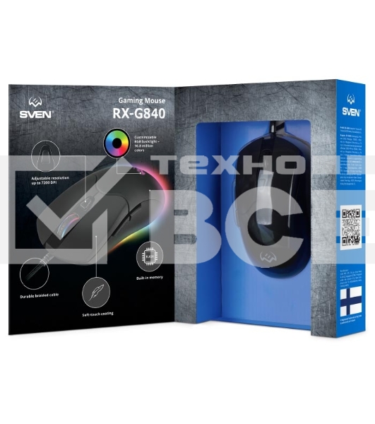 Мышь проводная SVEN RX-G840 черный, 7200 dpi, USB, кнопки - 6