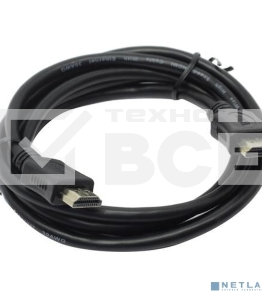 Кабель HDMI C-HM-HM-1.8M Wize, 1.8 м, v.2.0, 19M/19M, позол.разъемы, экран, черный, пакет