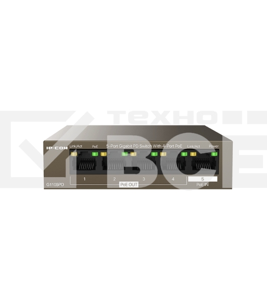 Коммутатор TENDA G1105PD (IP-COM) (5 портов Ethernet 10/100/1000 Мбит/сек, 4xPoE IEEE 802.3af 15.4W (max 30W)) (G1105PD)
