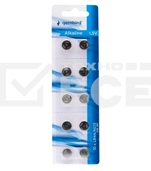 Батарейки щелочные/алкалиновые Gembird GB-LR44-10B, тип LR44(AG13), 10шт, блистер