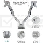 Кронштейн Arm media LCD-T36 серебристый, 4 шт/уп. Кр. алюм. настол. для 2-х мон. 15'-34', max 2х9 кг, нак. ±45°, пов. ±180°, от стола 495 мм, max VESA 100x100 мм., фото12