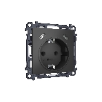 Комплект механизма электрической розетки 2USB С+C 20W с/з на винтовых зажимах 16A-250V ALFA Графит мягкое касание QUANT (AP9105, VM165) MA910510, фото 1