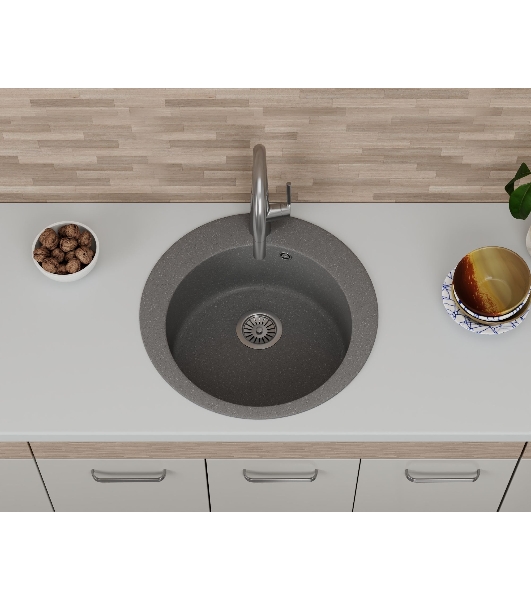 Мойка для кухни BAU Dream Gray stone D 50, выпуск с сифоном в комплекте, серый камень