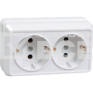 Розетка Iek ERO21-K33-16-DC РС22-3-ОКм 2местн. с з/к 16А откр.уст. ОКТАВА (кремовый)