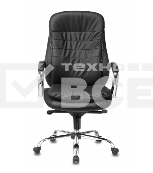 Кресло руководителя Бюрократ T-9950/BLACK черный, кожа, крестовина хром