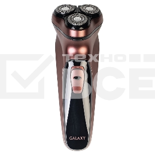 Электробритва Galaxy Line GL 4209, бронзовый, аккумуляторная, 5 Вт, Li-Ion аккумулятор емкостью 600 мА*ч, вр. непр. работы до 1,5 ч, ножи из нержавеющей стали, 3 независимые плавающие головки, возможность промывки бреющего блока, индикатор заряда и работы