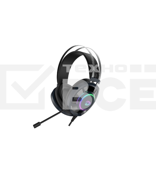 Гарнитура игровая проводная EH469 Black (черный), подсветка RGB, подключение USB, кабель 2.4м
